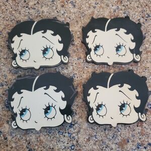 Betty Boop cork back coasters Face Cut Outs Rare Find! Vintage Retro Collectors